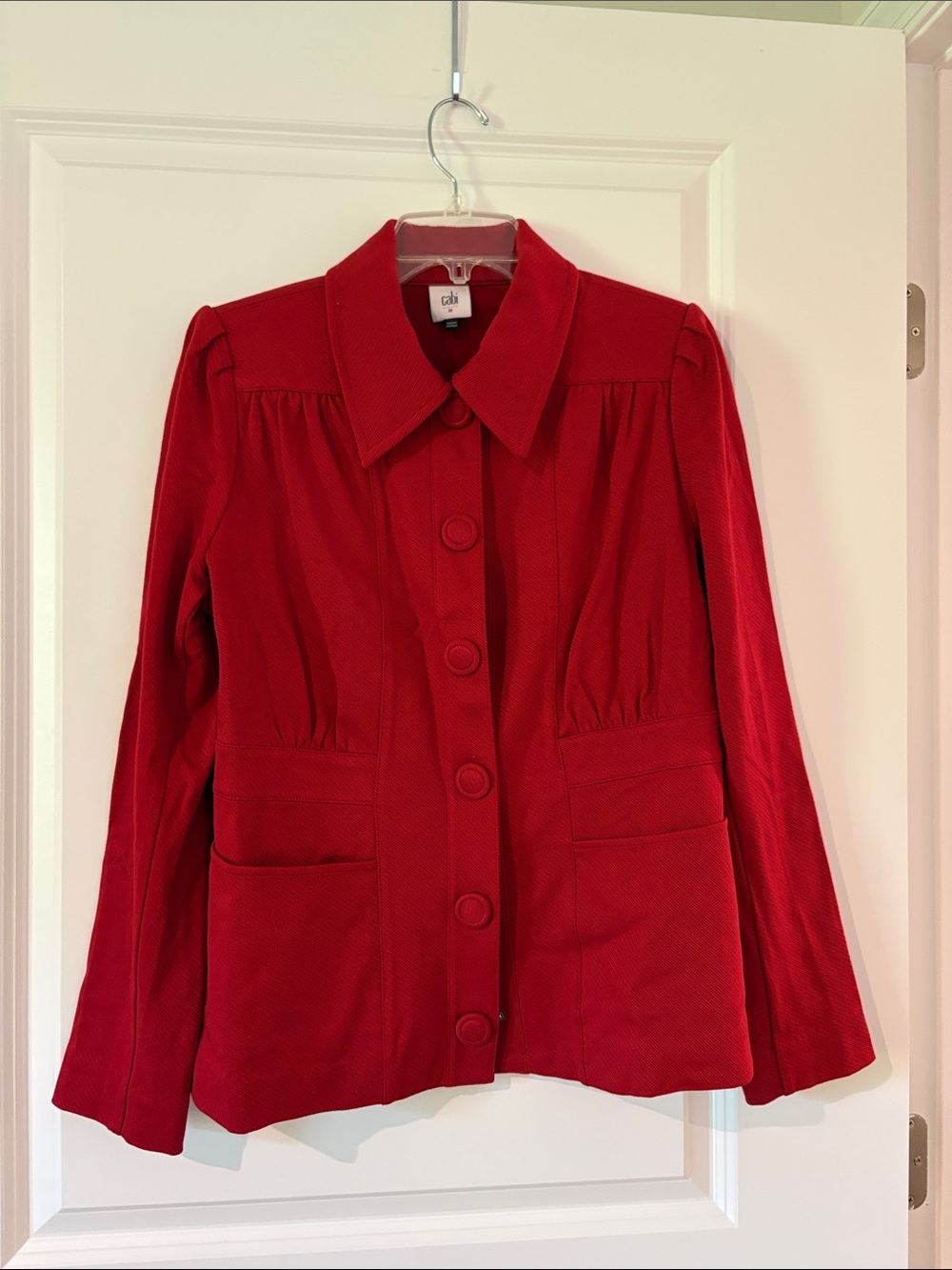 CAbi Red Button-Front Blazer Jacket